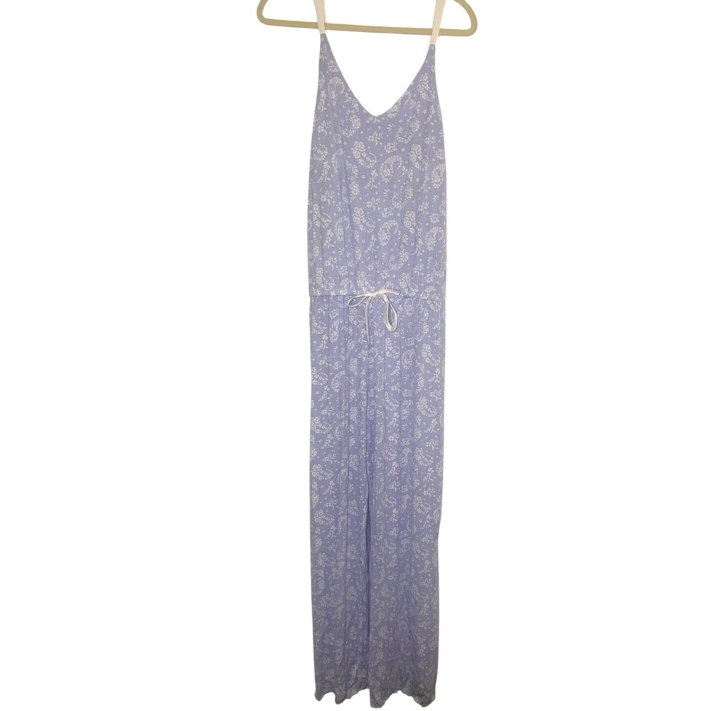 NWT PJ Salvage Large Super Soft Cozy Pants Romper in Pretty Blue Paisley - FLAW